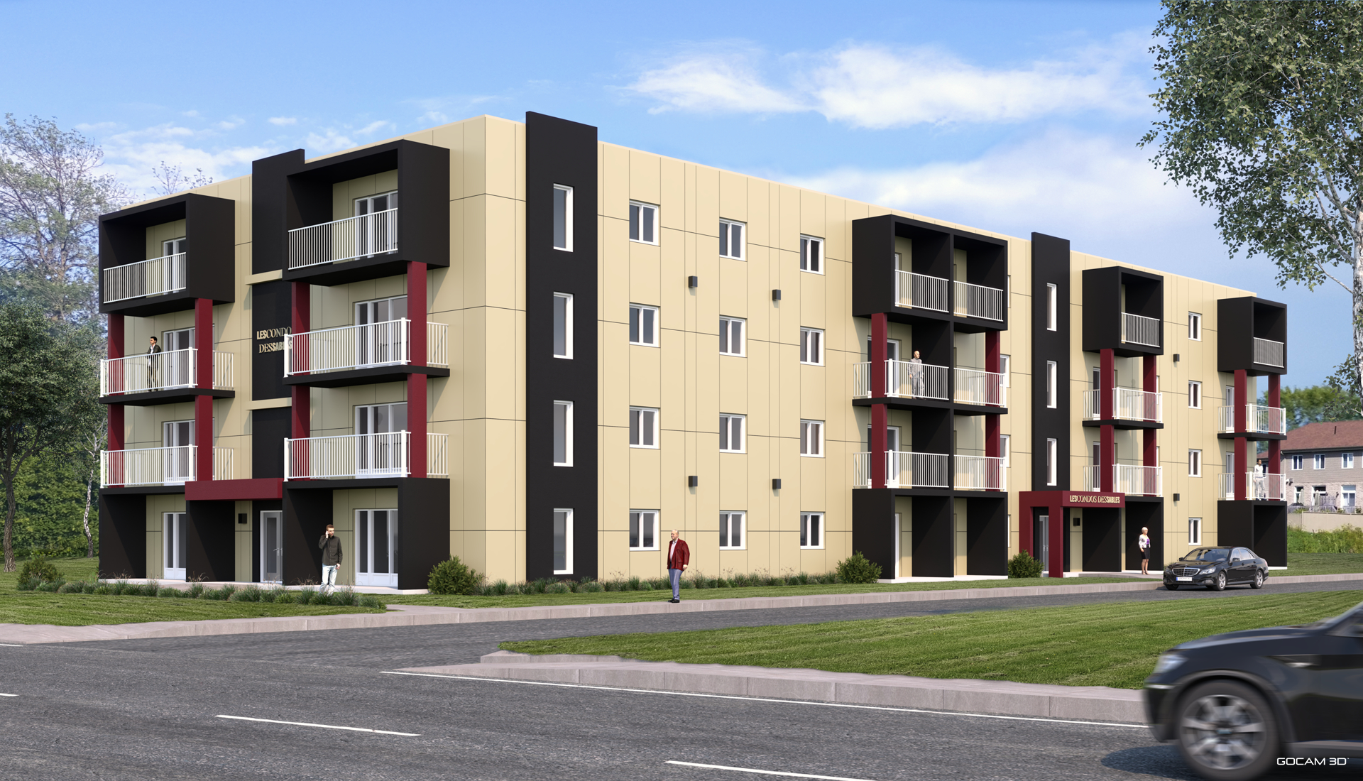 Exterior 3D rendering of a senior residence (RPA) for CCU municipal presentation - GOCAM 3D