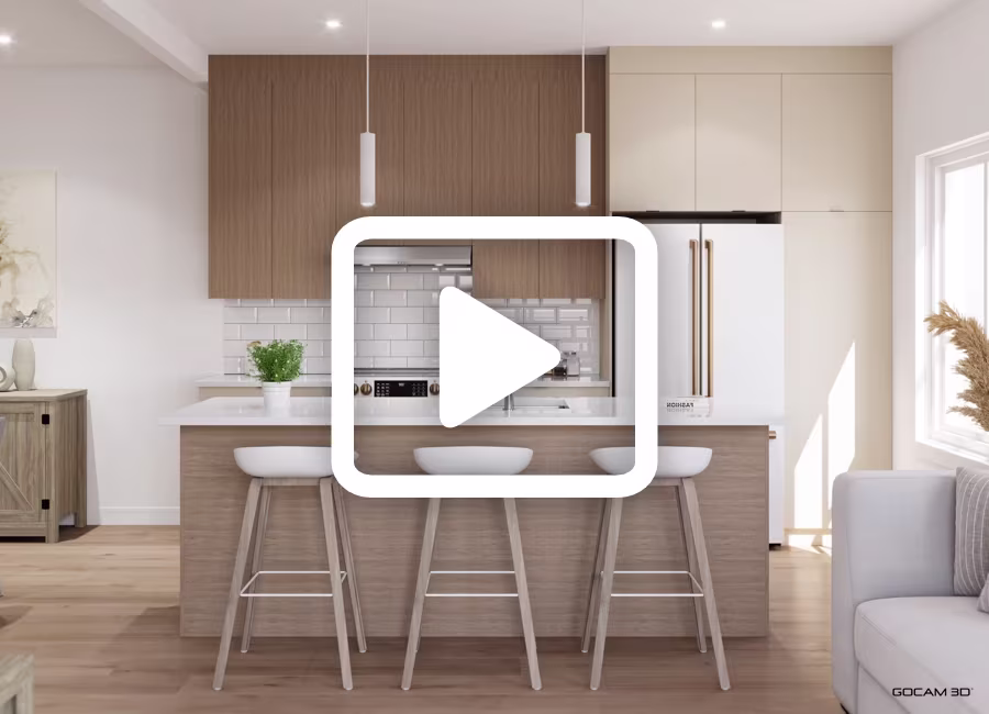 Rendu 3D réaliste d'une table d'appoint imagée en trois dimensions.